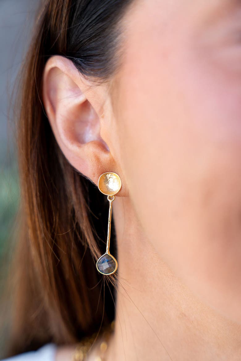 Labradorite Bar Earrings, Alternate, color, Gold