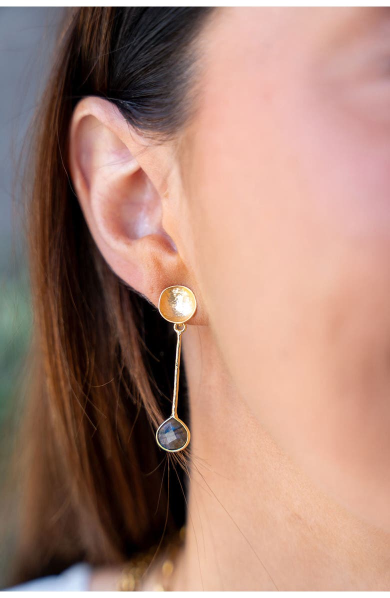 Loni Paul Jewelry Labradorite Bar Earrings, Alternate, color, Gold
