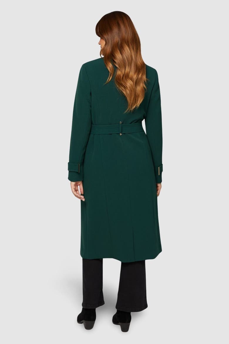 Double Crepe Wrap Belted Coat, Alternate, color, Green