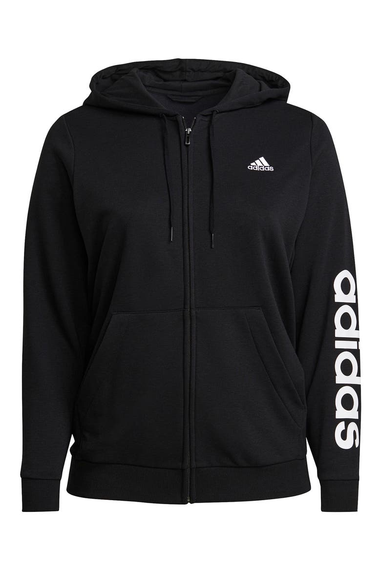 Essentials Logo Full-Zip Hoodie, Alternate, color, BLACK/WHITE