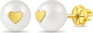 In Season Jewelry 14k Heart Embedded Pearl Earrings