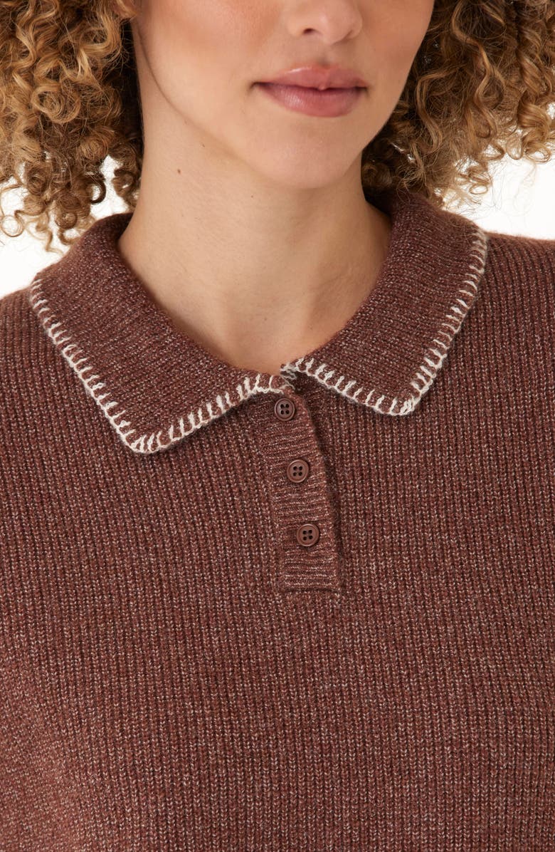 Threads 4 Thought Julieta Cozy Blanket Stitch Polo Sweater, Alternate, color, Praline