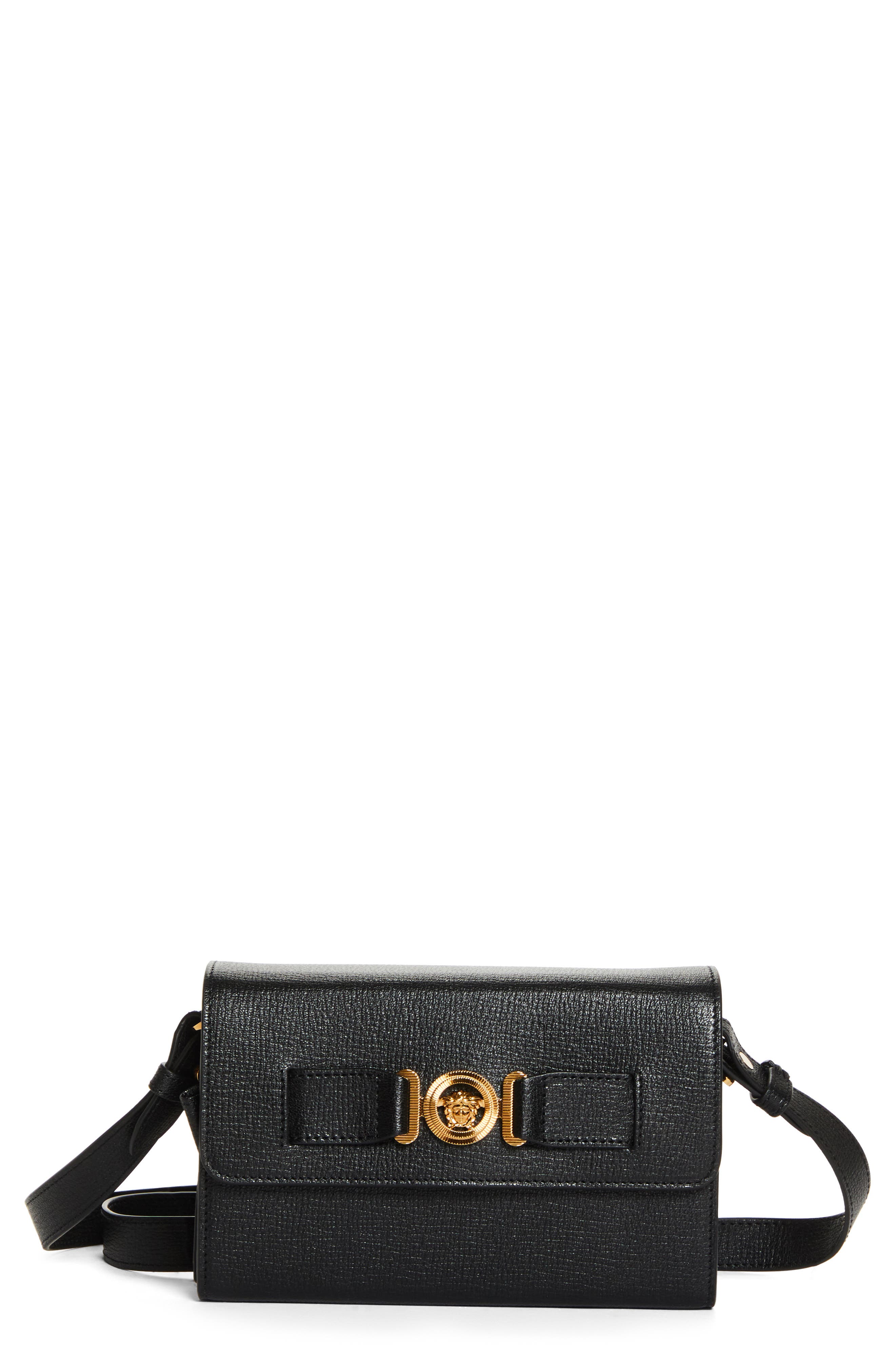 Versace Medusa Biggie Crossbody Bag, Main, color, Black-Versace Gold