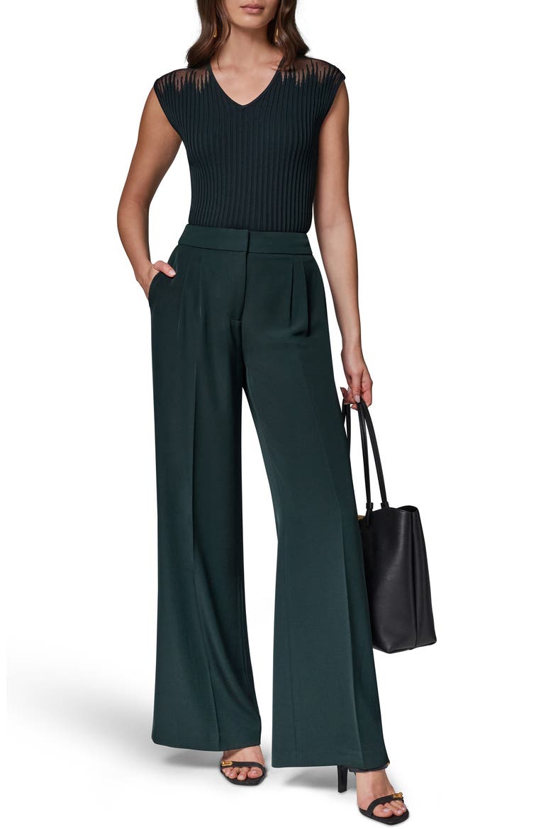 High Waist Wide Leg Pants, Alternate, color, BLK FOREST