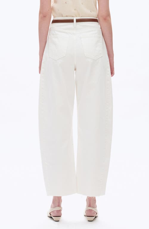 Bayeas Raw Hem Super High Waist Barrel Jeans In White