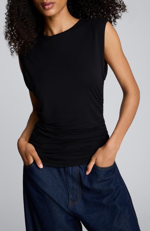 Kenneth Cole Sleeveless Side Ruched Knit Tee In Blue