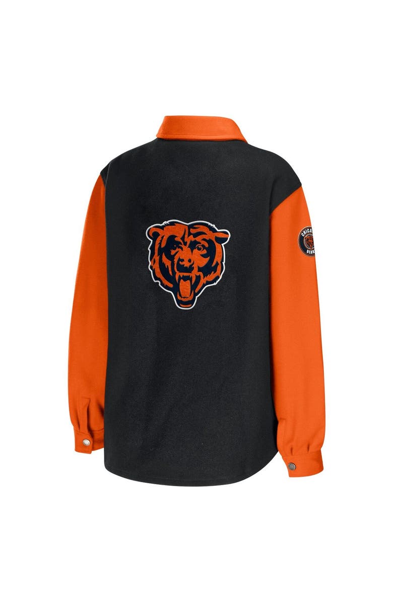 WEAR by Erin Andrews Women's WEAR by Erin Andrews Black Chicago Bears Snap-Up Shirt Jacket, Alternate, color, Black