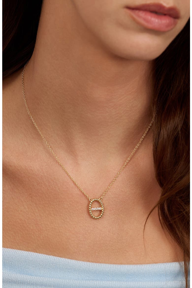 Dolce Sole Oval Pavé Cubic Zirconia Pendant Necklace, Alternate, color, GOLD