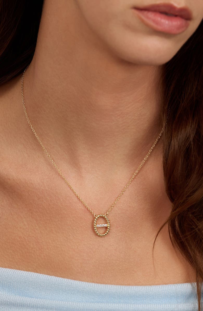 ATHRA LUXE Dolce Sole Oval Pavé Cubic Zirconia Pendant Necklace, Alternate, color, Gold