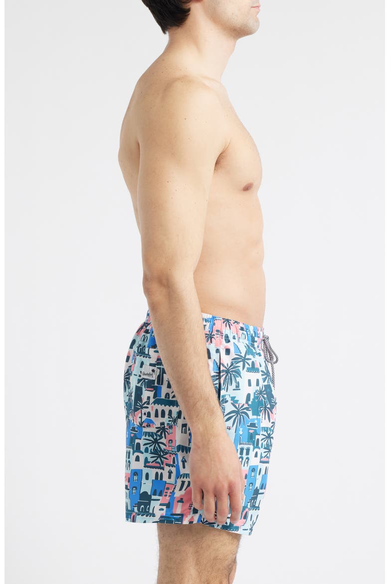 City Print Mid Length Swim Trunks, Alternate, color, MULTI