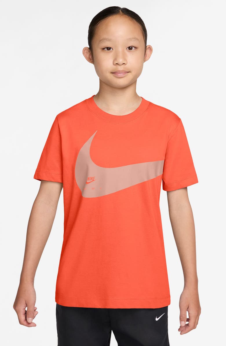 Nike Kids' Sportswear Club Energy Cotton Graphic T-Shirt, Main, color, Turf Orange