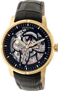 Heritor Automatic Ryder Skeleton Leather-Band Watch