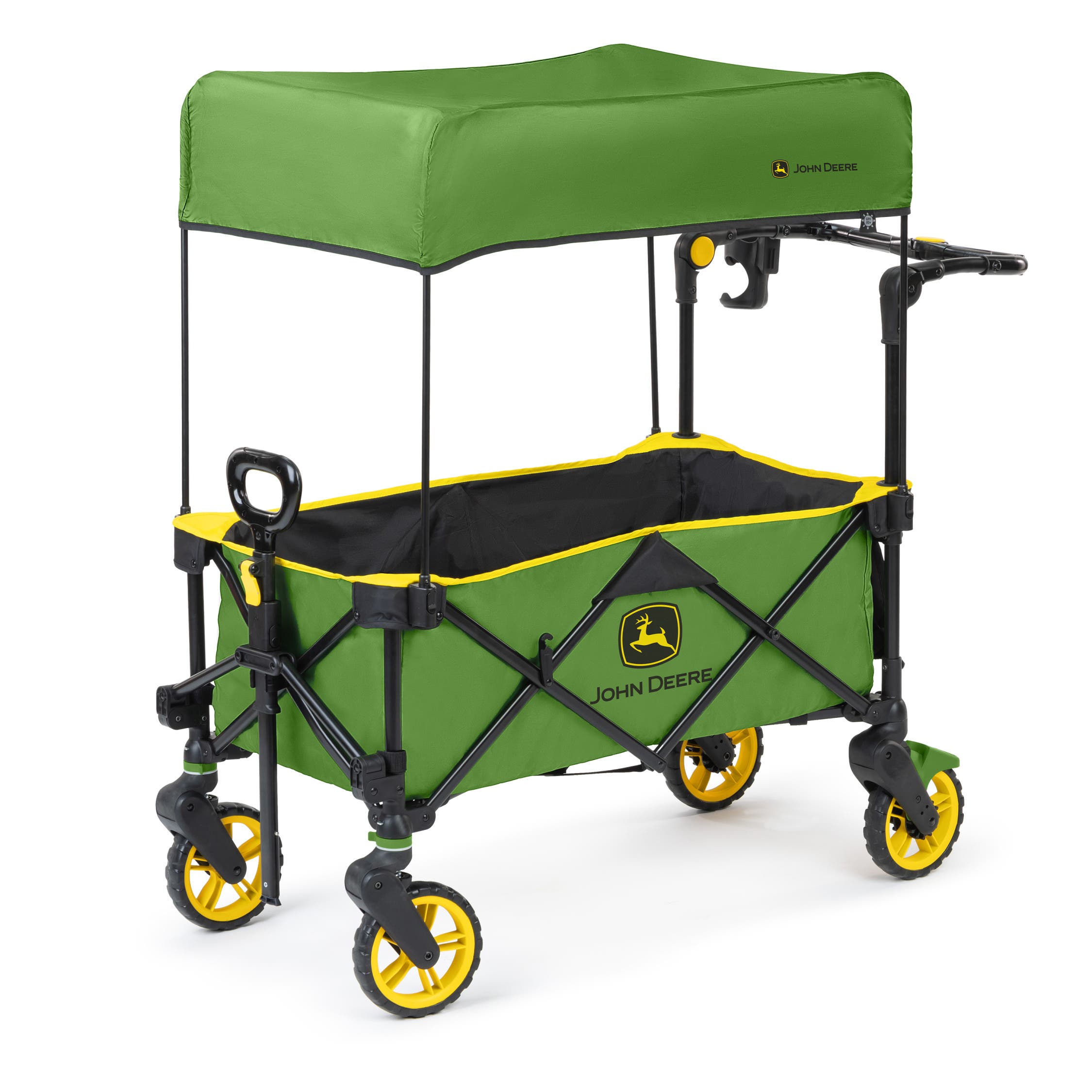 BRIGHT STARTS John Deere Pop 'N Ride Wagon with Sun Canopy in Green at Nordstrom