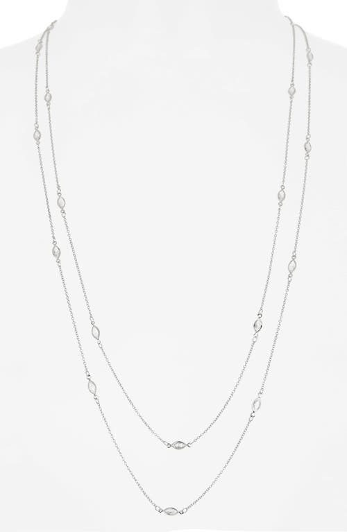 Nordstrom Rack Marquise Cubic Zirconia Station Layered Necklace In Silver