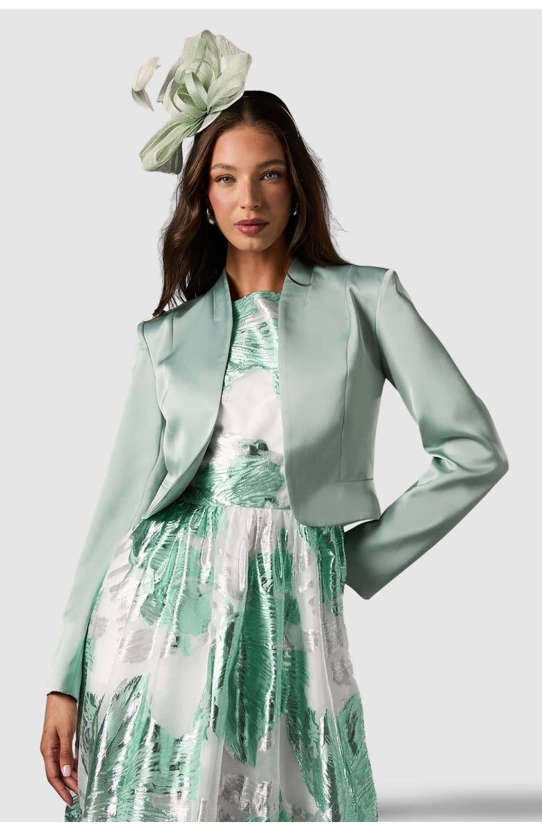 Coast Crop Satin Jacket, Main, color, Sage