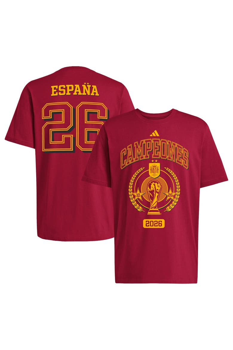Men's adidas Red Spain National Team 2026 FIFA World Cup Champions Trophy T-Shirt, Main, color, Red