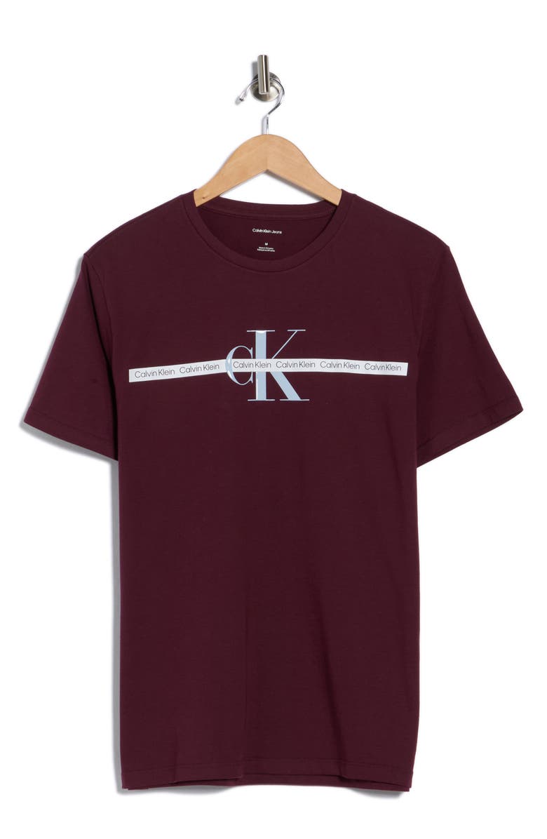 Calvin Klein Repeat Tape Layer Logo Graphic T-Shirt, Alternate, color, Winetasting