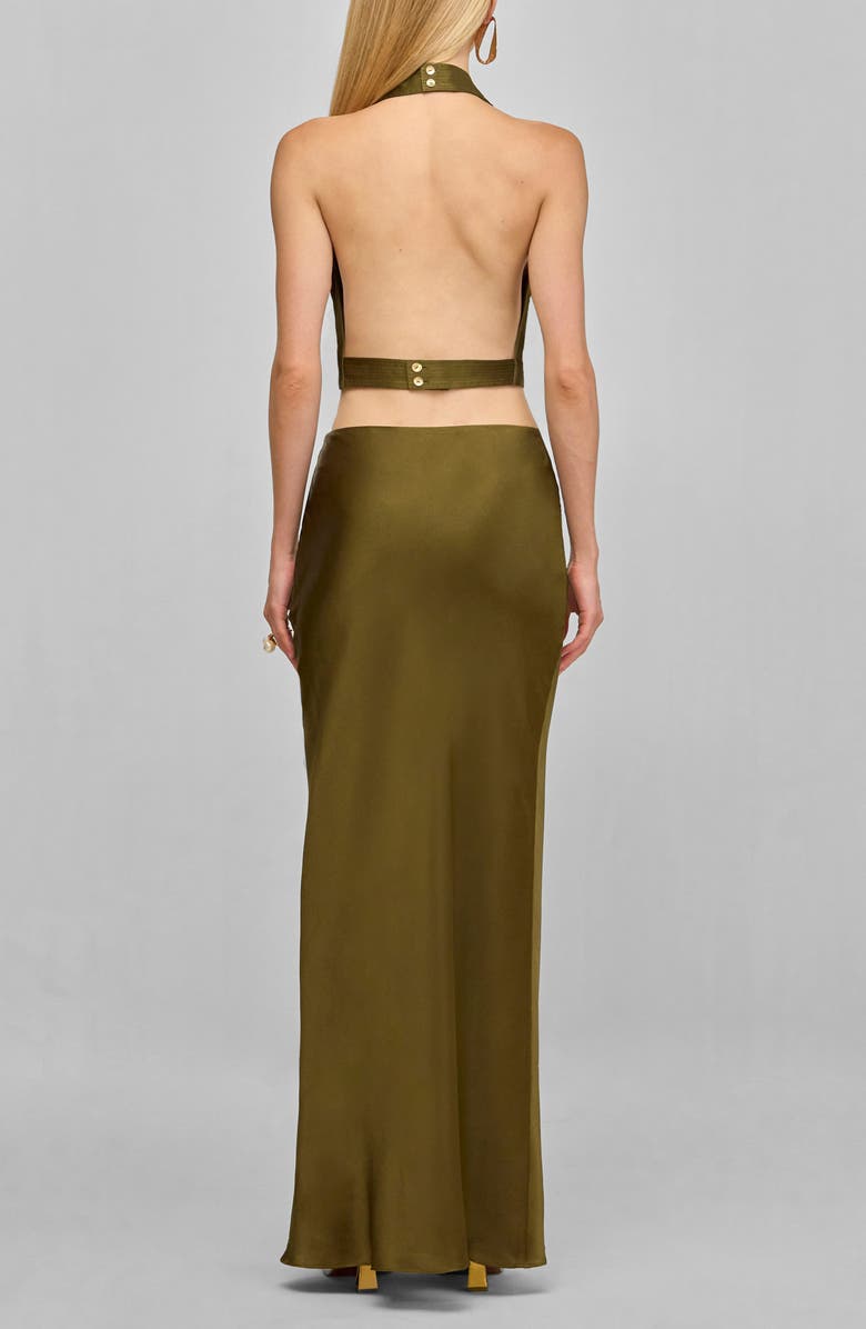 Cult Gaia Adrienne Stretch Silk Halter Top, Alternate, color, Rosemary