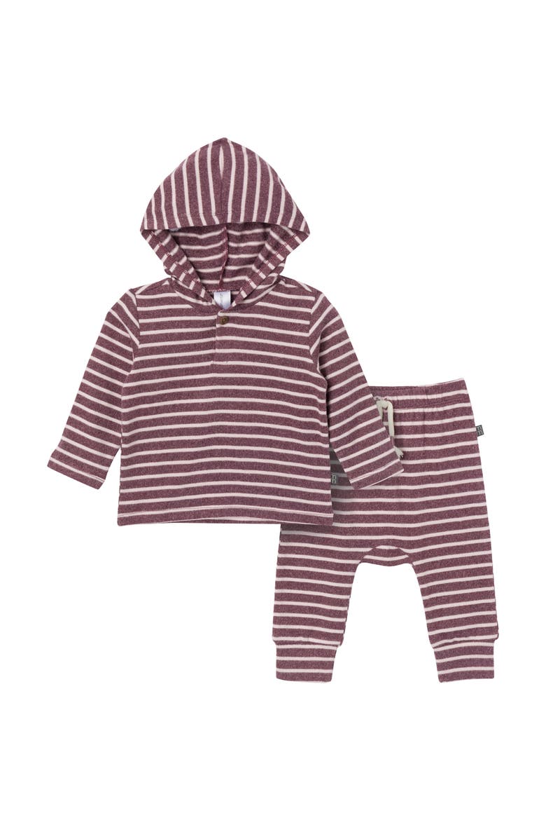 Hooded Brushed Hacci Top & Jogger Set, Main, color, Rose