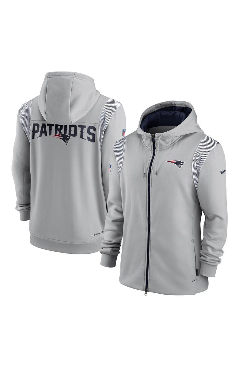 Nike Men's Nike Gray New England Patriots Performance Sideline Lockup Full-Zip Hoodie, Main, color, 