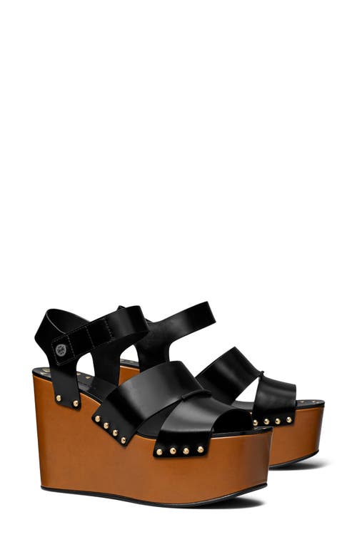 Tory Burch Studded Platform Wedge Sandal In Perfect Black