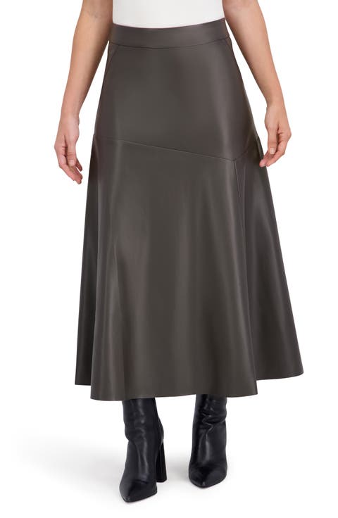 Supersoft Faux Leather Geo Seam Maxi Skirt