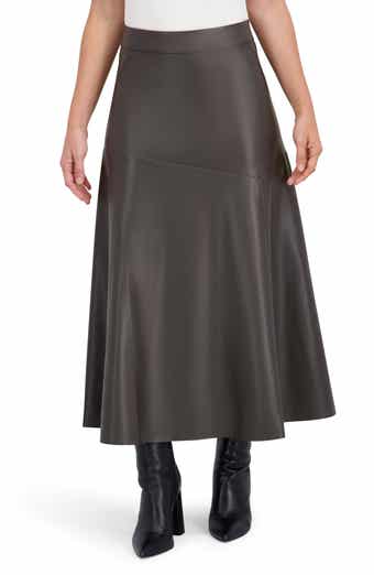 Ookie & Lala Supersoft Faux Leather Geo Seam Maxi Skirt