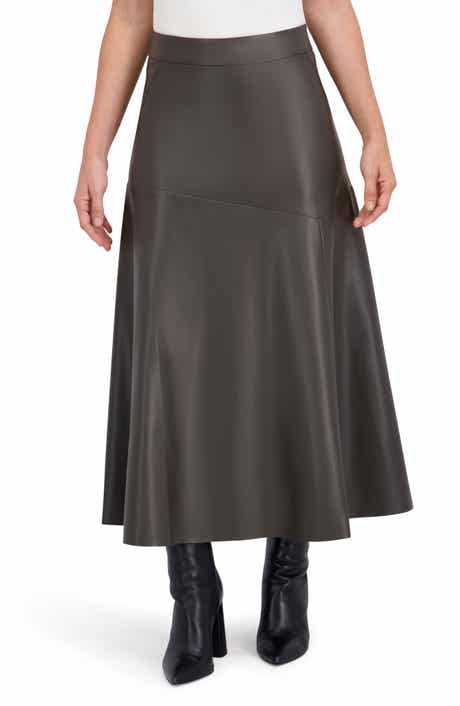 Ookie & Lala Supersoft Faux Leather Geo Seam Maxi Skirt