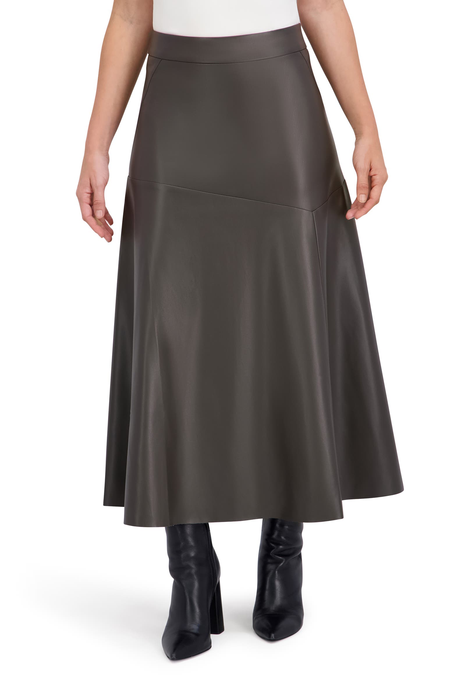 Ookie & Lala Women's Supersoft Faux Leather Geo Seam Maxi Skirt only .24: eDeal Info