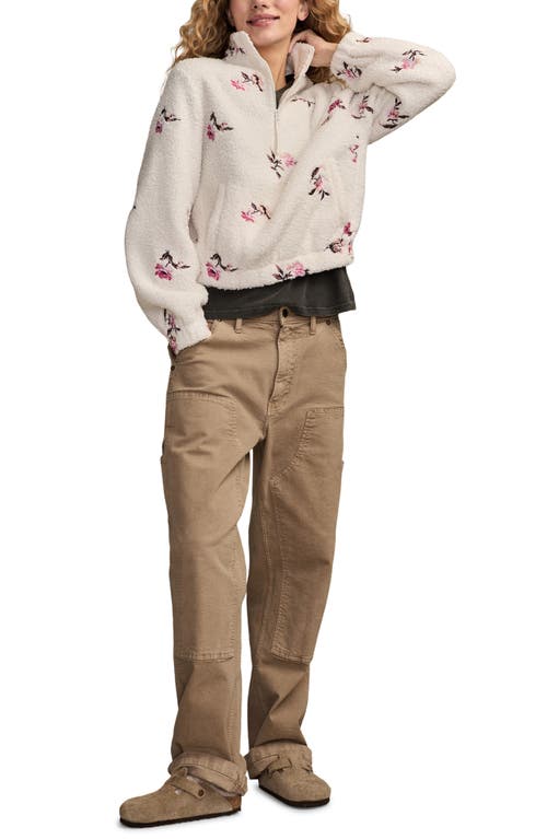 Lucky Brand High Pile Half Zip Top In White