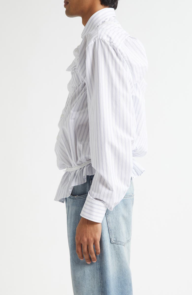 Maison Margiela Décortiqué Piping Button-Up Shirt, Alternate, color, White/ Light Blue