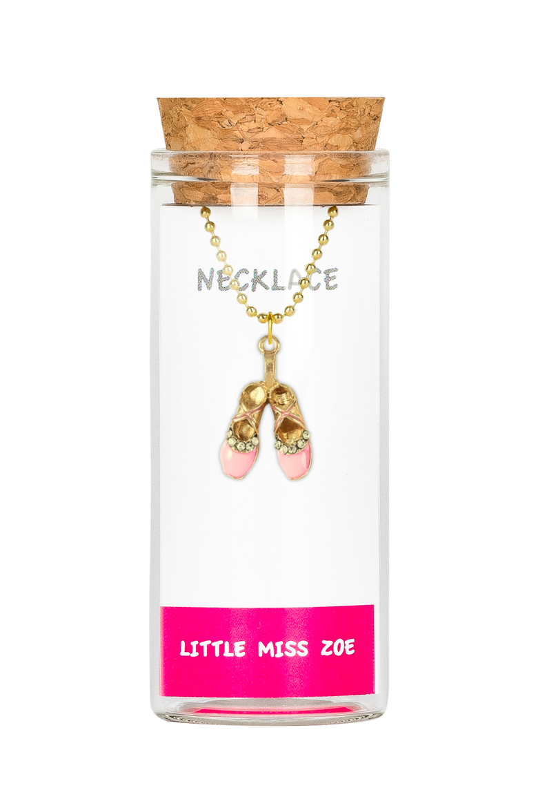 Ballerina Slipper Charm Necklace in Gift Bottle, Main, color, Pink