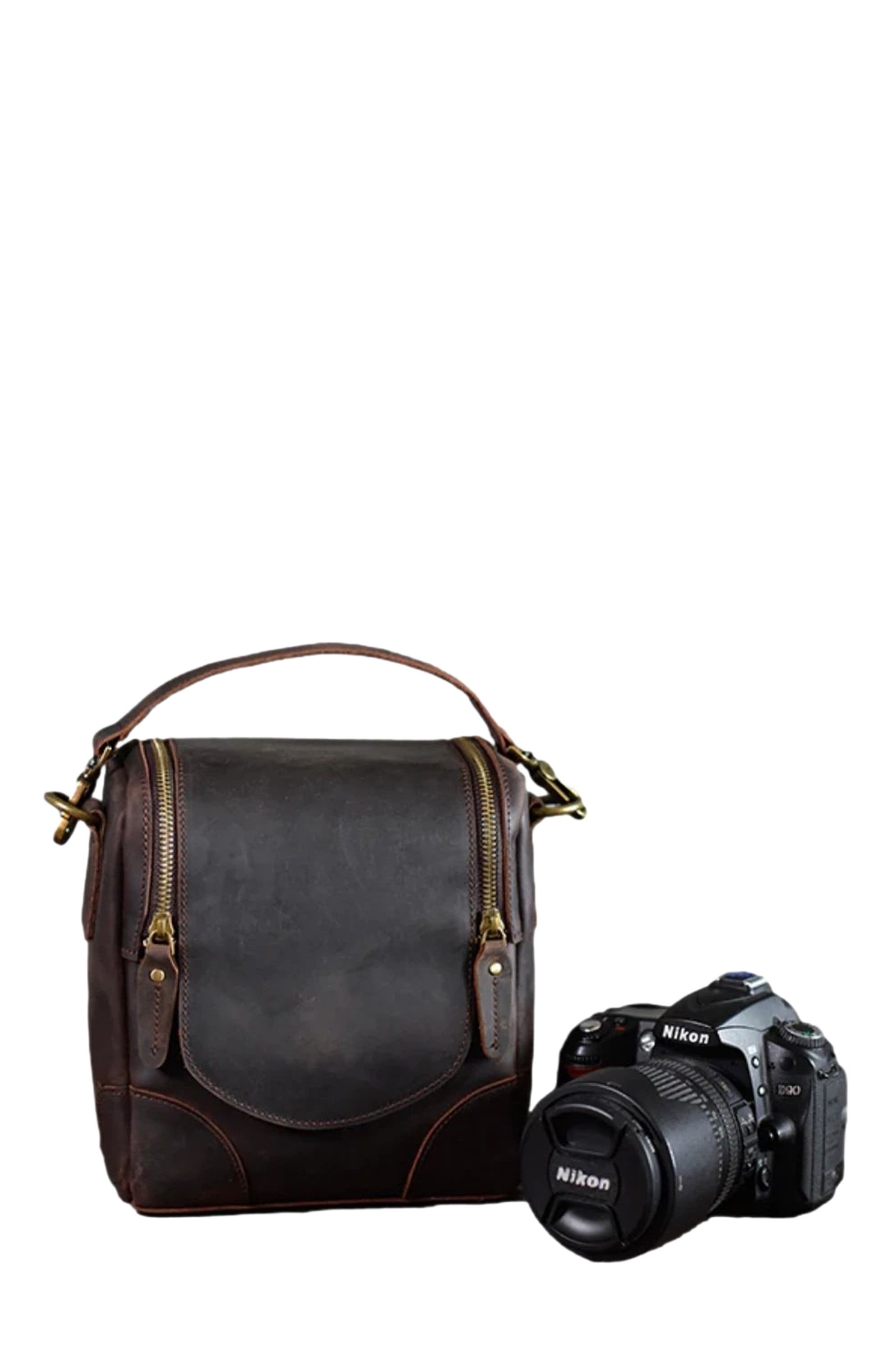 STEEL HORSE LEATHER The Calista | Small Leather Camera Bag - Leather Camera Lens Case, Alternate, color, Dark Brown