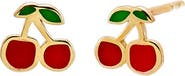 BY ADINA EDEN Kids Red Enamel Cherry Stud Earrings 14K