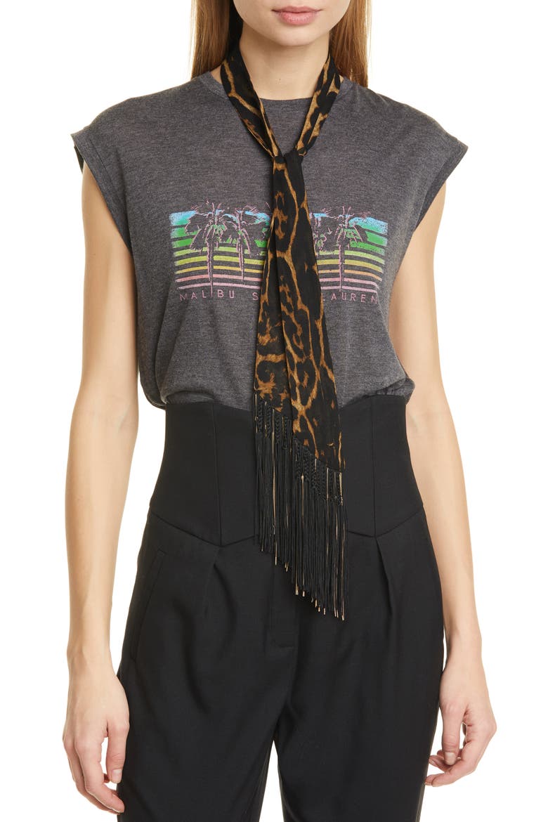 Lavalliere Chain Fringe Wool Scarf, Alternate, color, LEOPARD