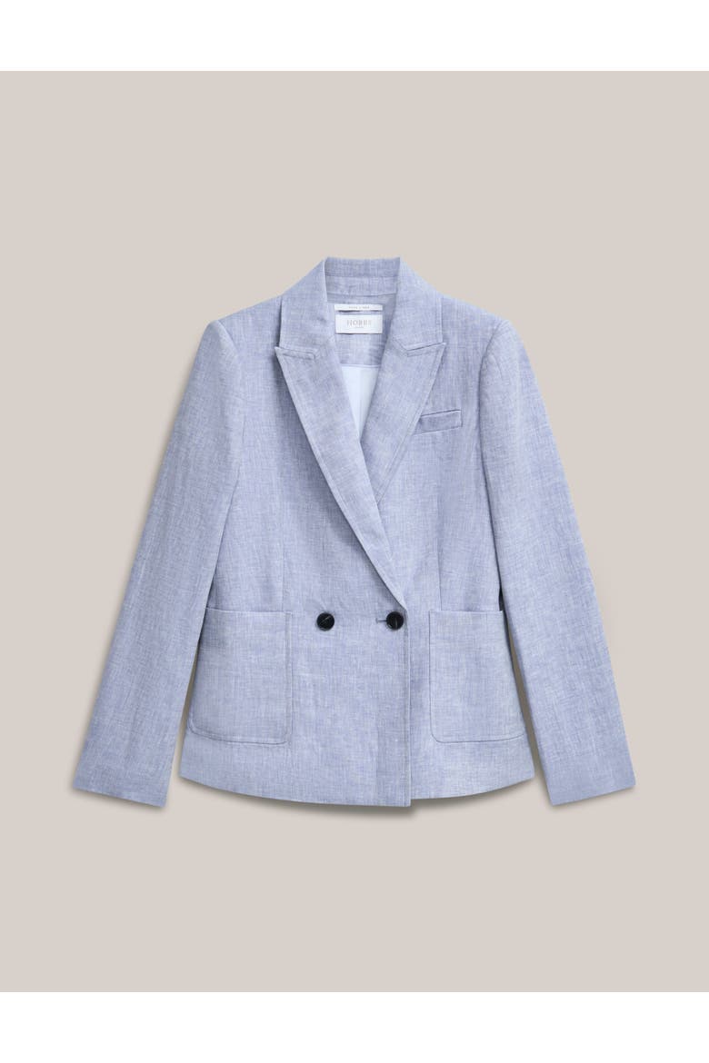 Estella Double Breasted Linen Jacket, Alternate, color, Blue White