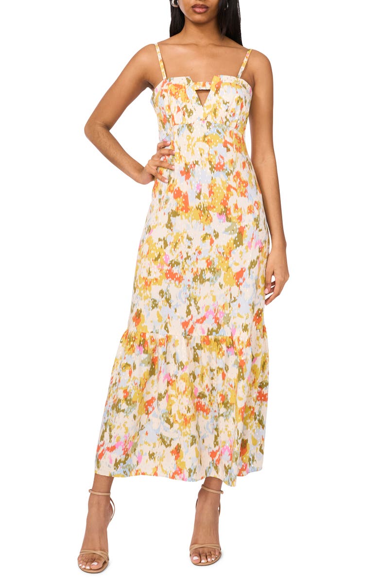 Halogen<sup>®</sup> Print Sleeveless Maxi Dress, Main, color, Olive