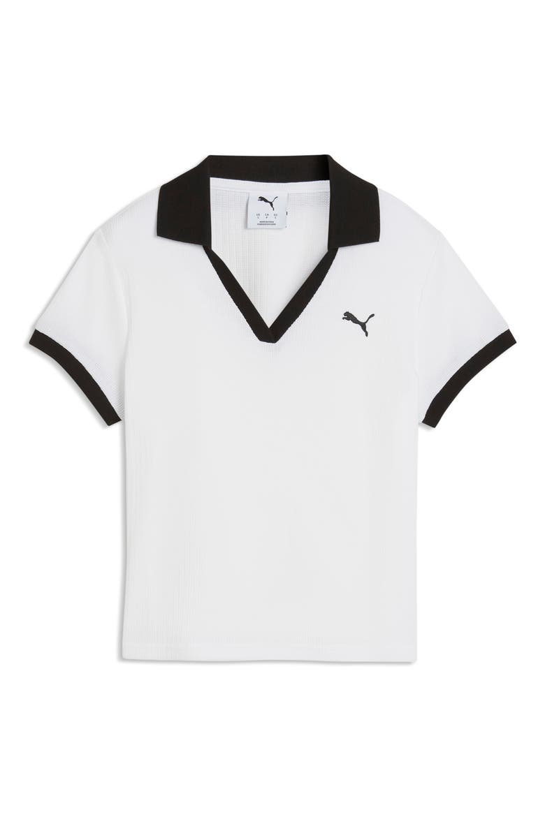 Essentials Tipped Johnny Collar Polo, Alternate, color, PUMA WHITE