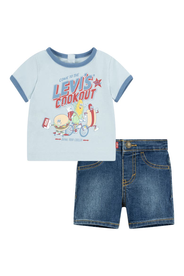Cookout Ringer T-Shirt & Shorts Set, Main, color, NIAGRA