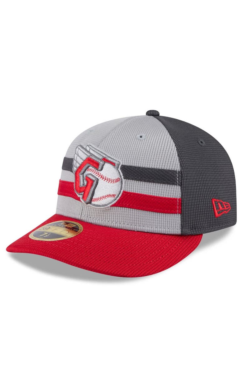 New Era Men's New Era  Gray/Red Cleveland Guardians 2025 Batting Practice Low Profile 59FIFTY Fitted Hat, Main, color, 