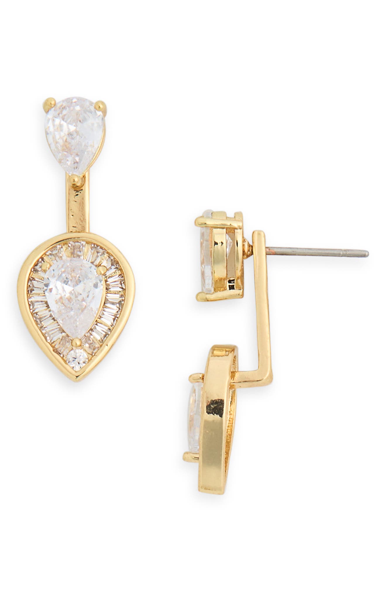 NORDSTROM RACK CZ Pear Jacket Stud Earrings