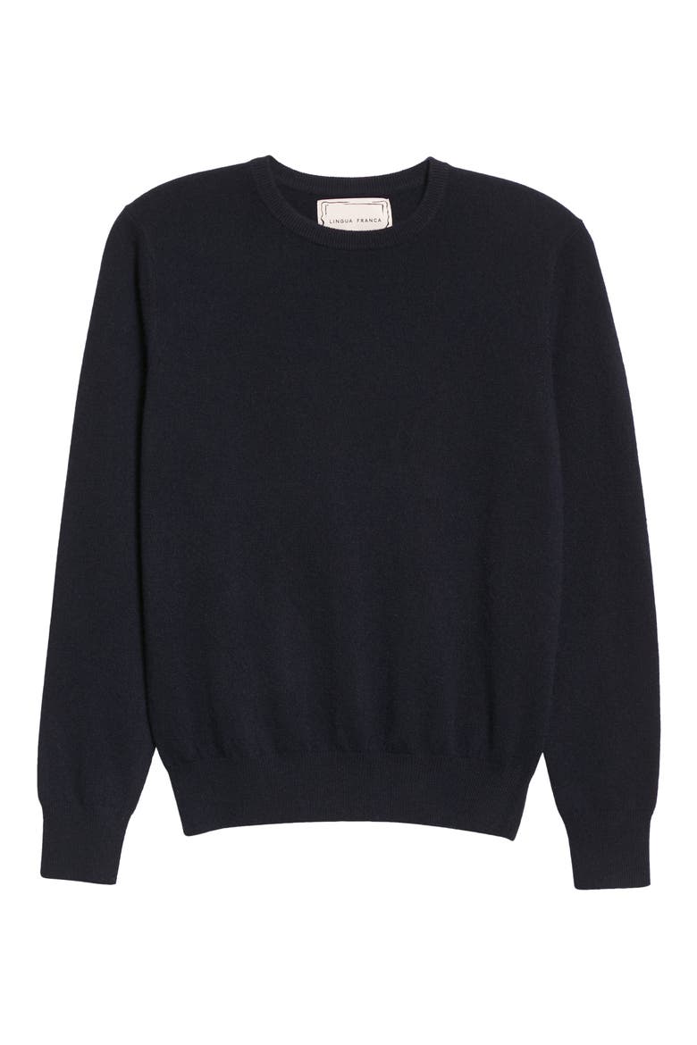 Gender Inclusive Classic Crewneck Cashmere Sweater, Alternate, color, NAVY