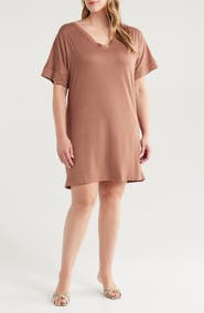 24seven Comfort Apparel Loose Fit Jersey T-Shirt Dress