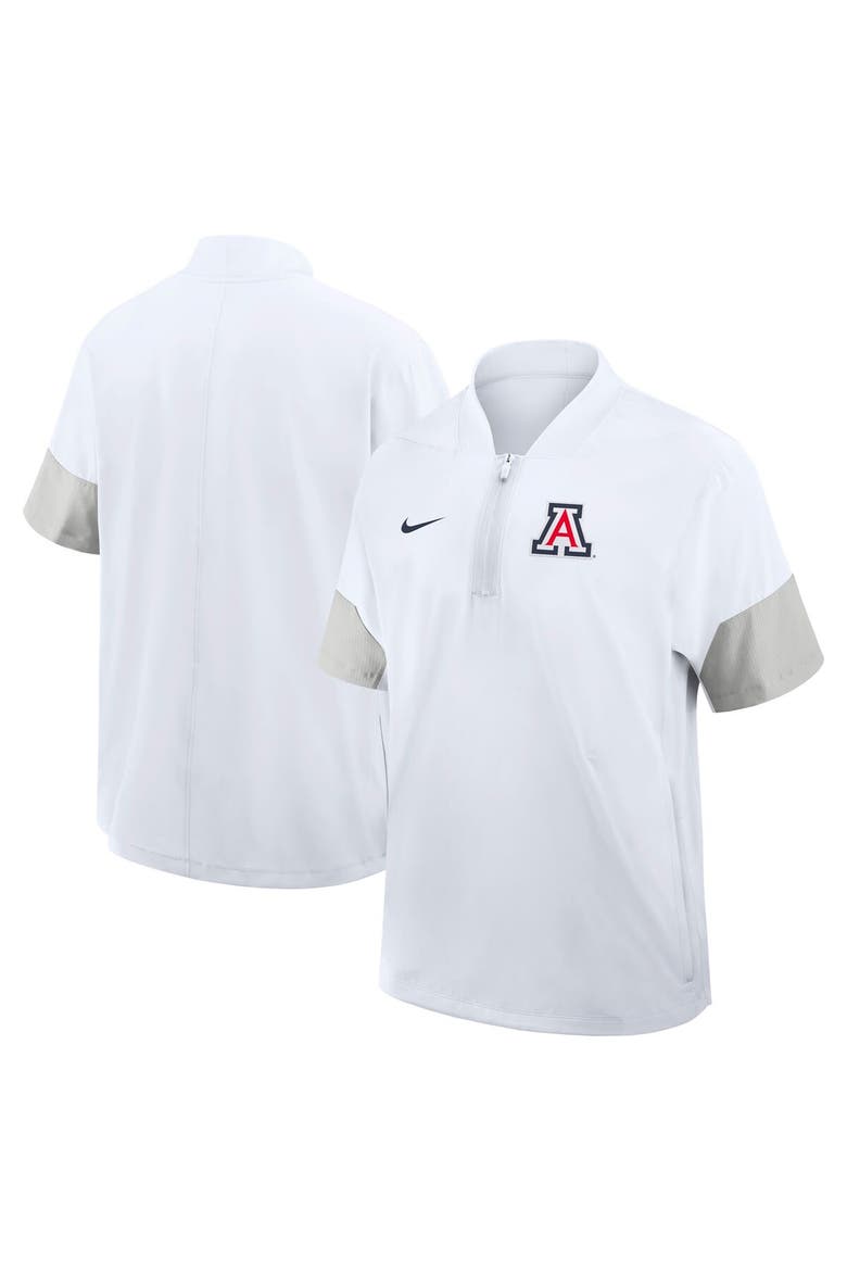 Men's Nike White Arizona Wildcats 2025 Sideline Coaches Lightweight Short Sleeve Jacket, Main, color, White