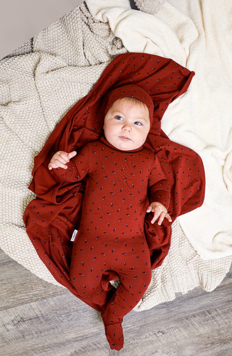 Manière Winter Berries Cotton Blend Footie, Alternate, color, Bordeaux