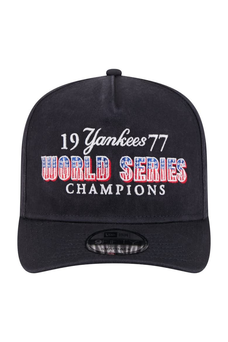 Men's New Era Navy New York Yankees 1977 World Series Champions Throwback 9FIFTY A-Frame Snapback Hat, Alternate, color, Navy