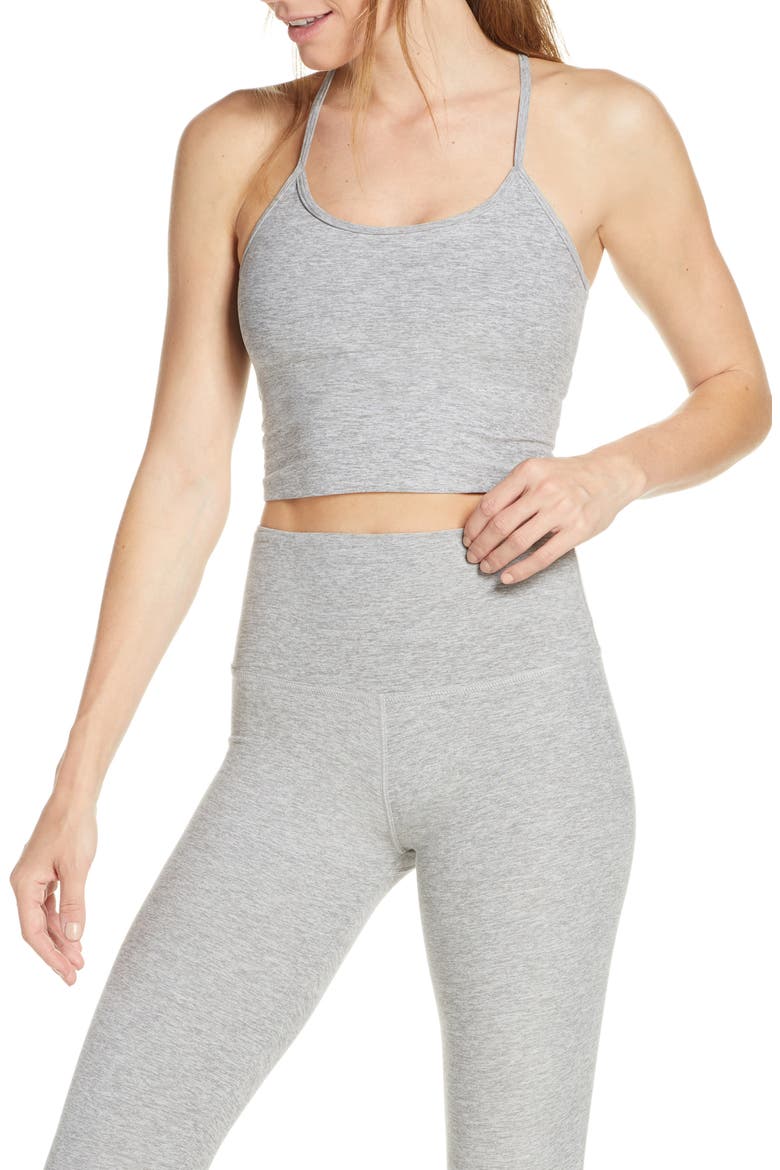 Space Dye Slim Racerback Crop Tank, Main, color, SILVER MIST