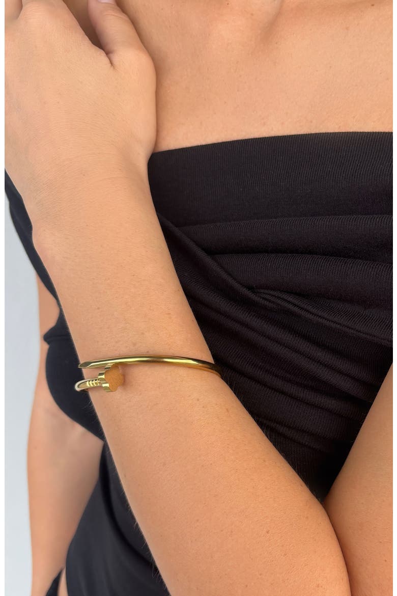 18k Gold Plate Bypass Nail Cuff, Alternate, color, GOLD
