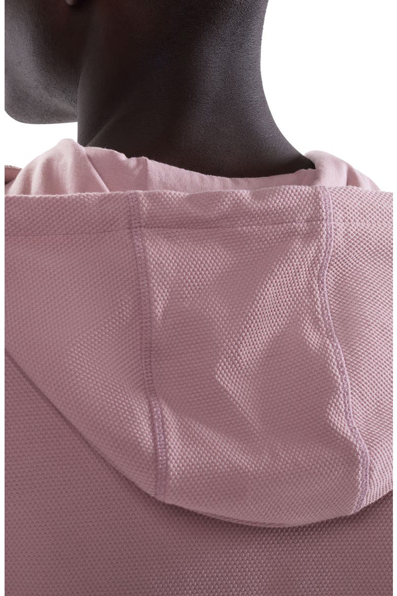 Textured Piqué Hoodie, Alternate, color, WOOD ROSE