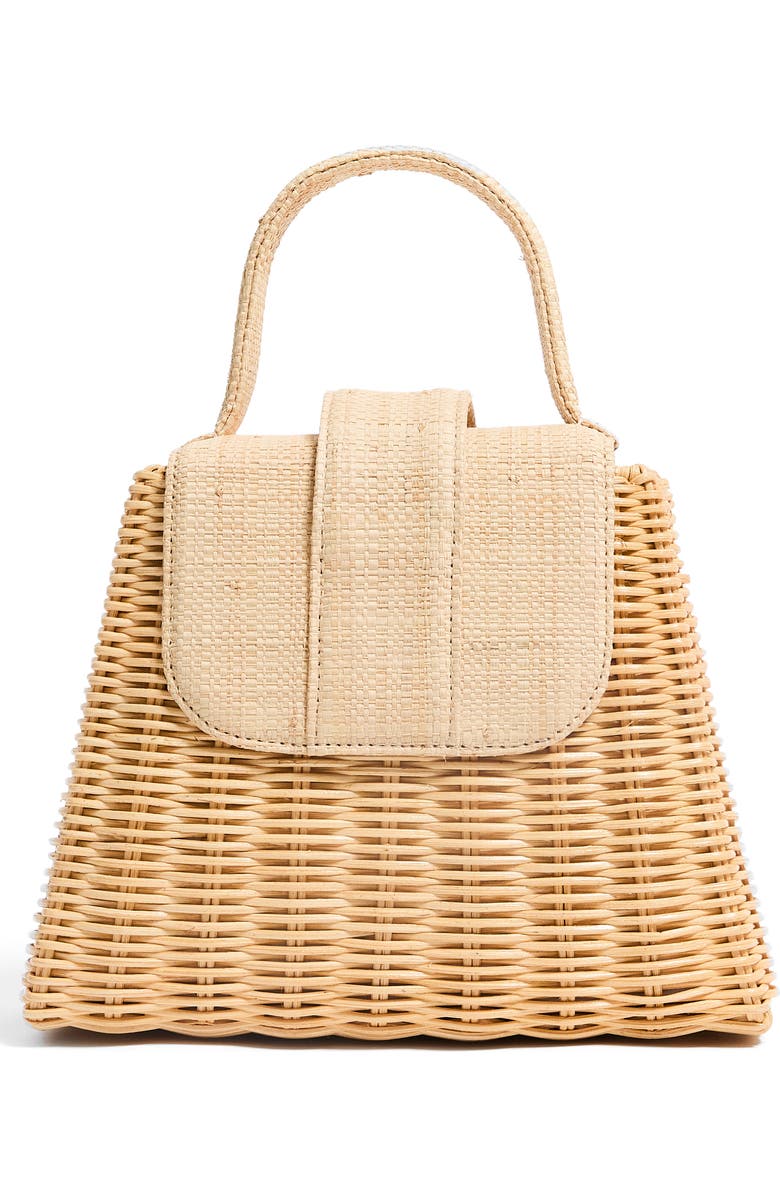 Pamela Munson The Petite Lady Rattan & Raffia Top Handle Bag, Alternate, color, Natural